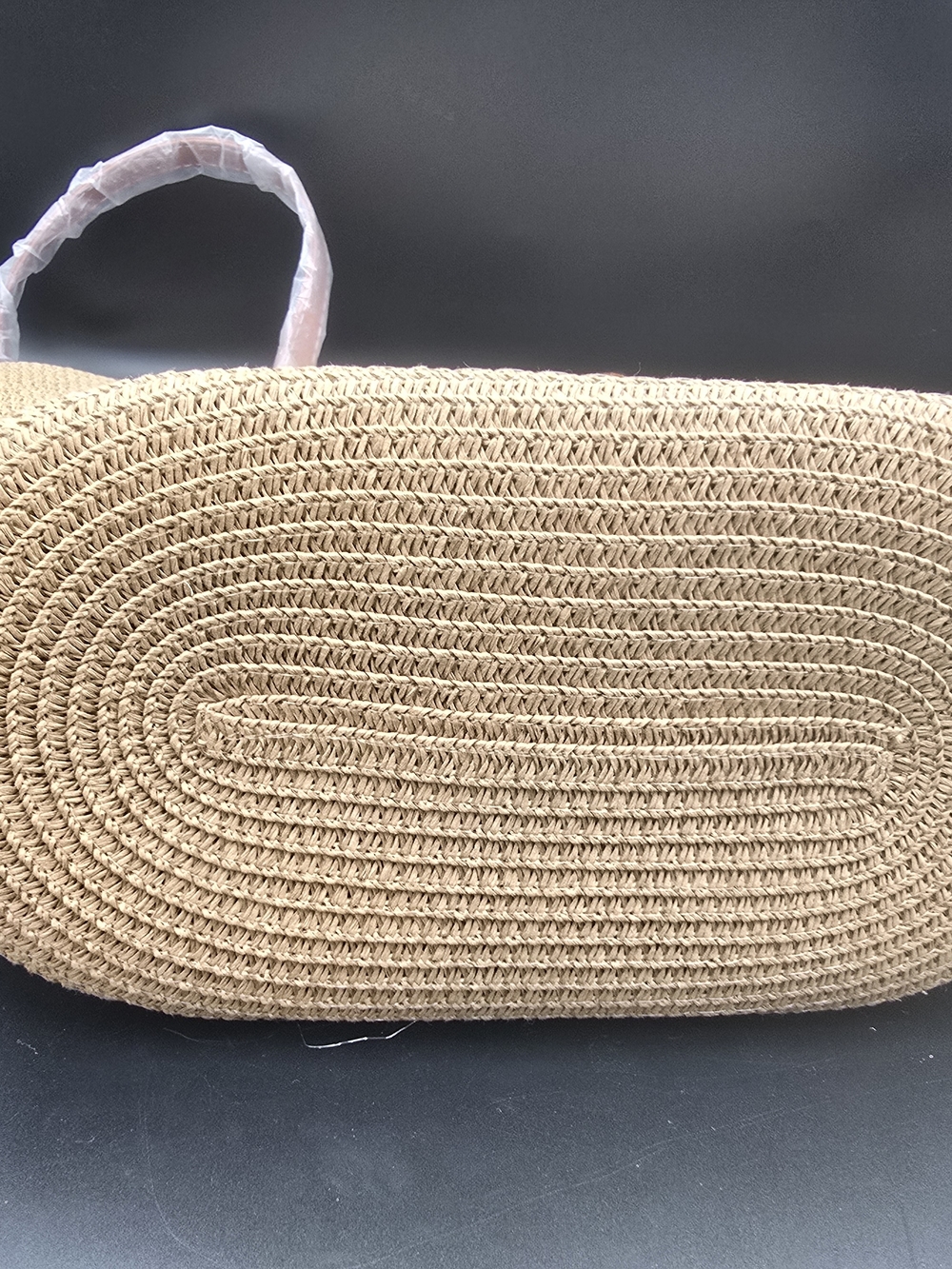 Braided Straw Shoulder Tote Bag in Tan and Cream - Picture 5 of 8